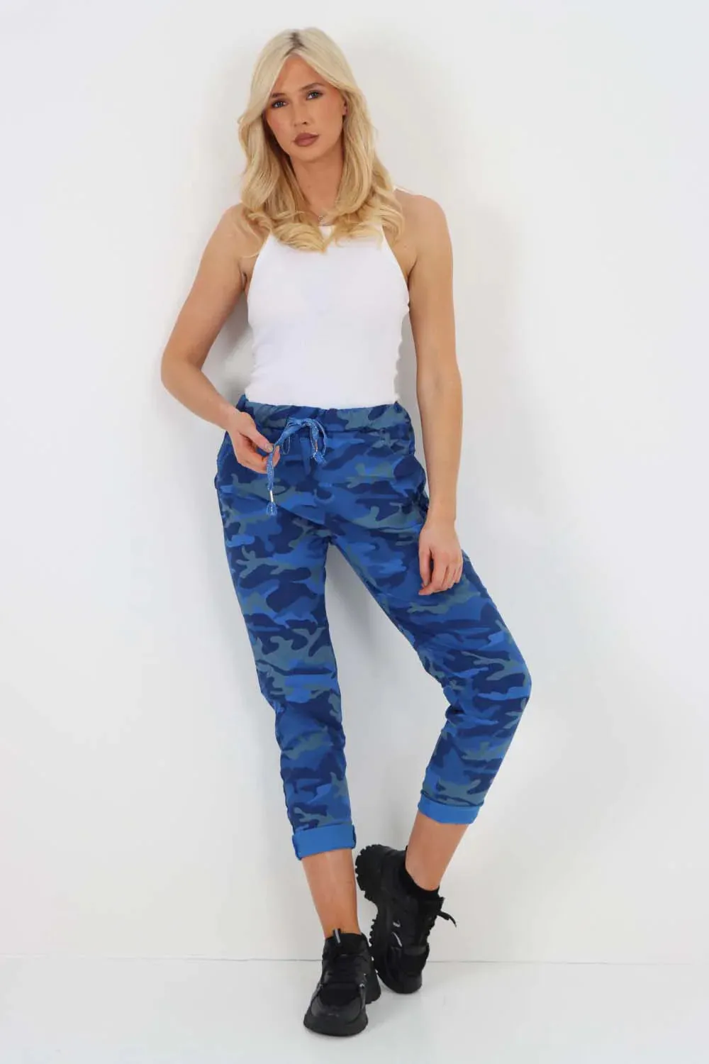 Italian Drawstring Camo Side Pockets Trousers