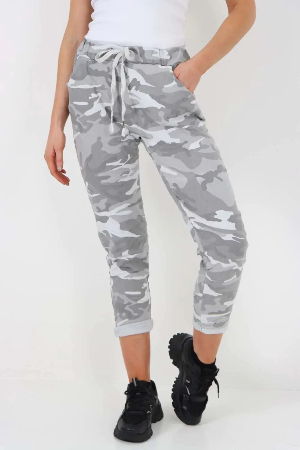 Italian Drawstring Camo Side Pockets Trousers