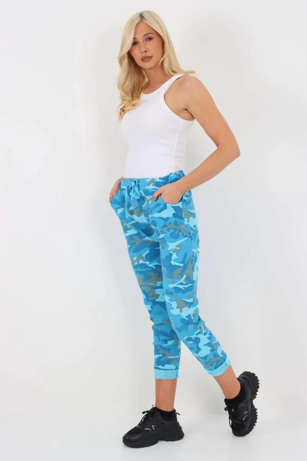 Italian Drawstring Camo Side Pockets Trousers