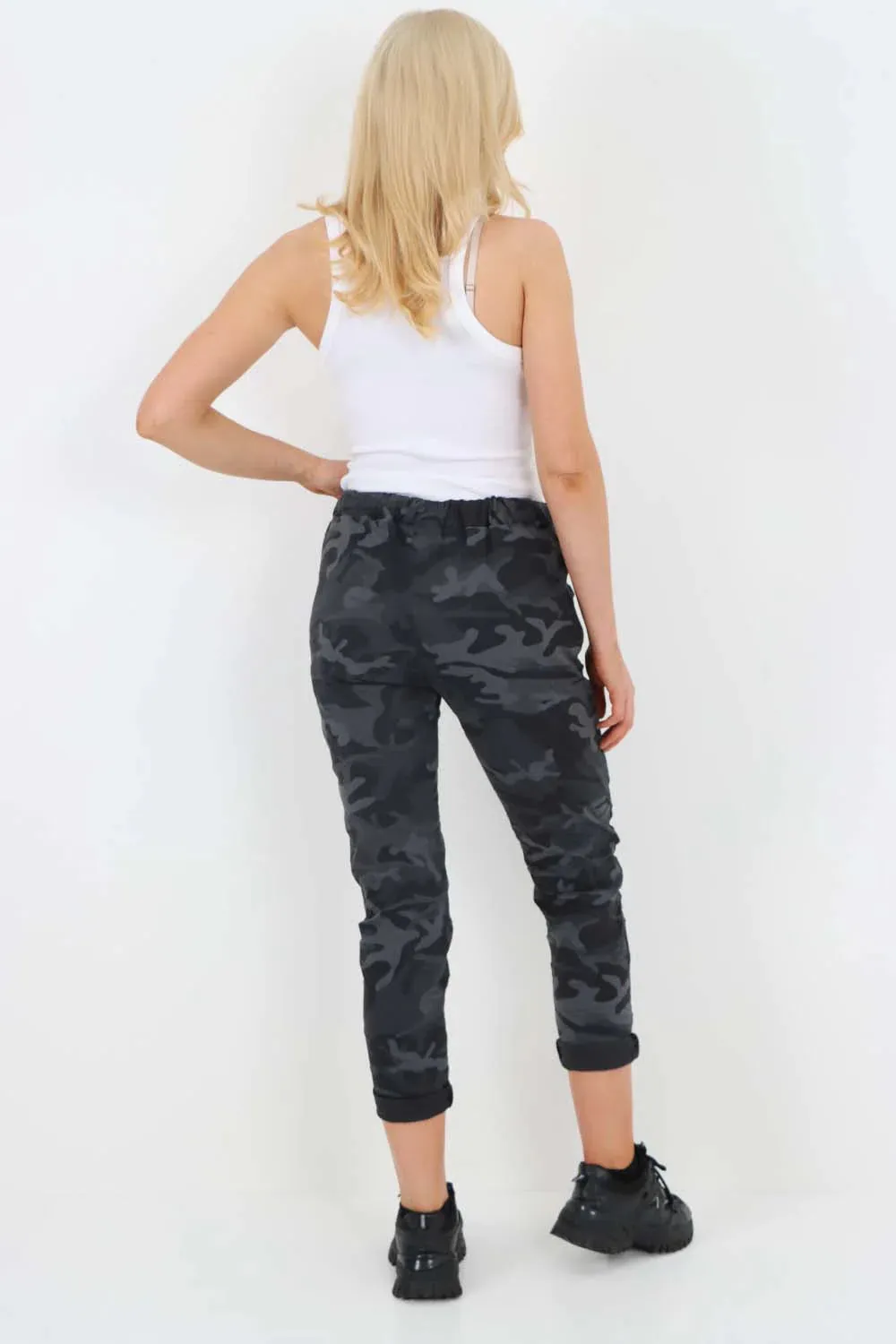 Italian Drawstring Camo Side Pockets Trousers
