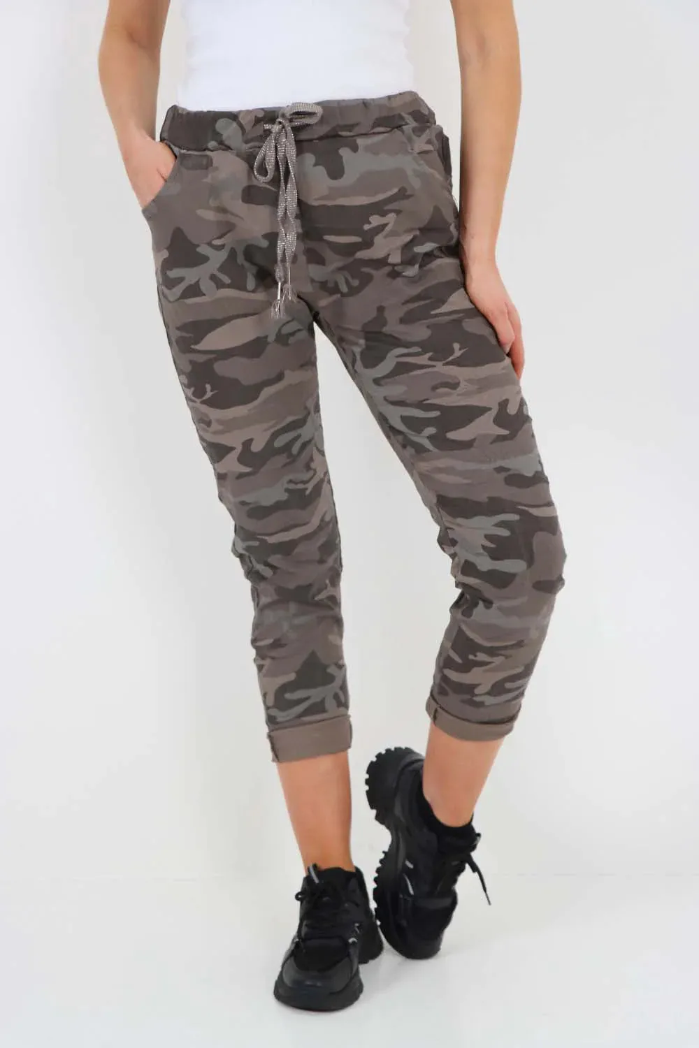 Italian Drawstring Camo Side Pockets Trousers