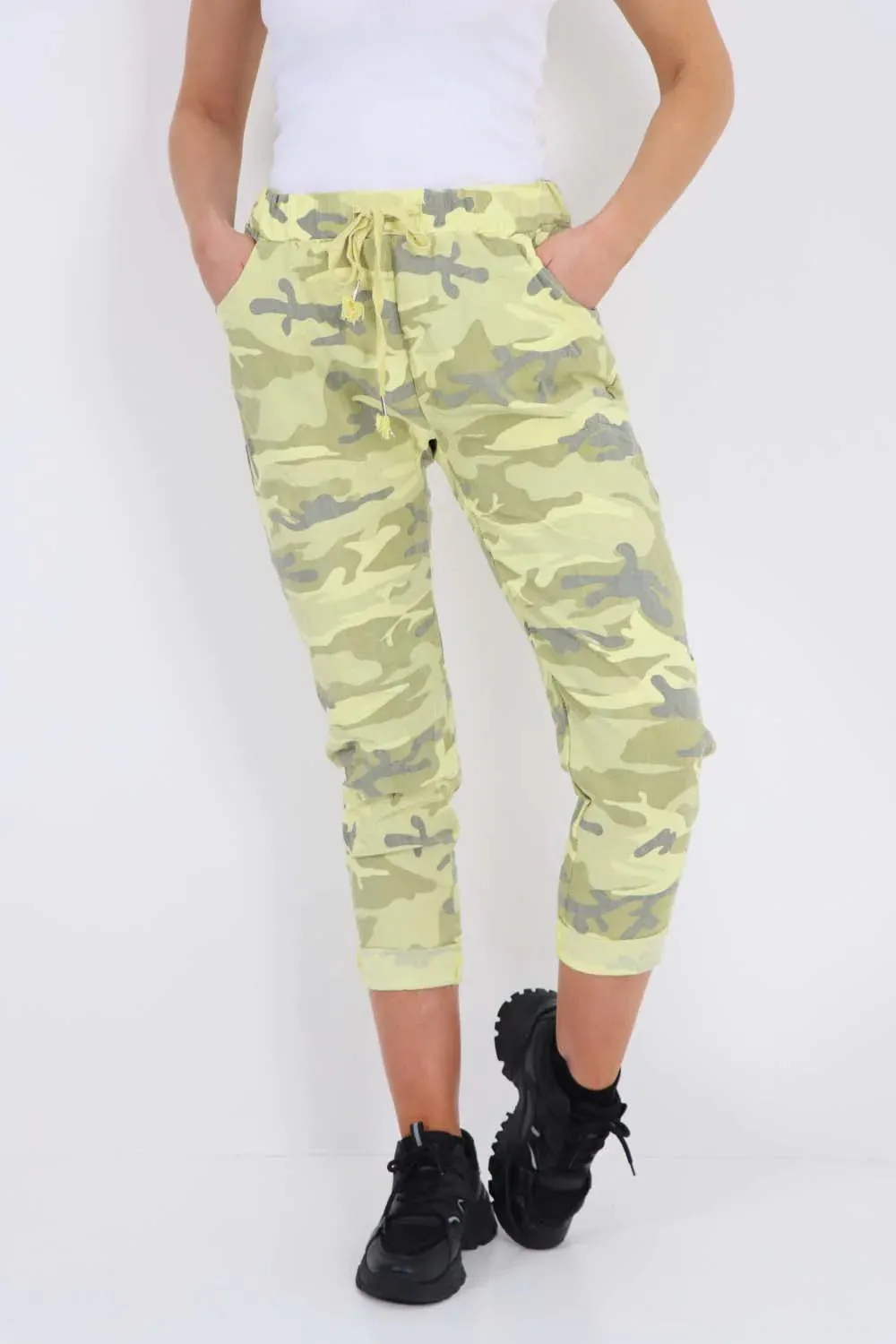 Italian Drawstring Camo Side Pockets Trousers