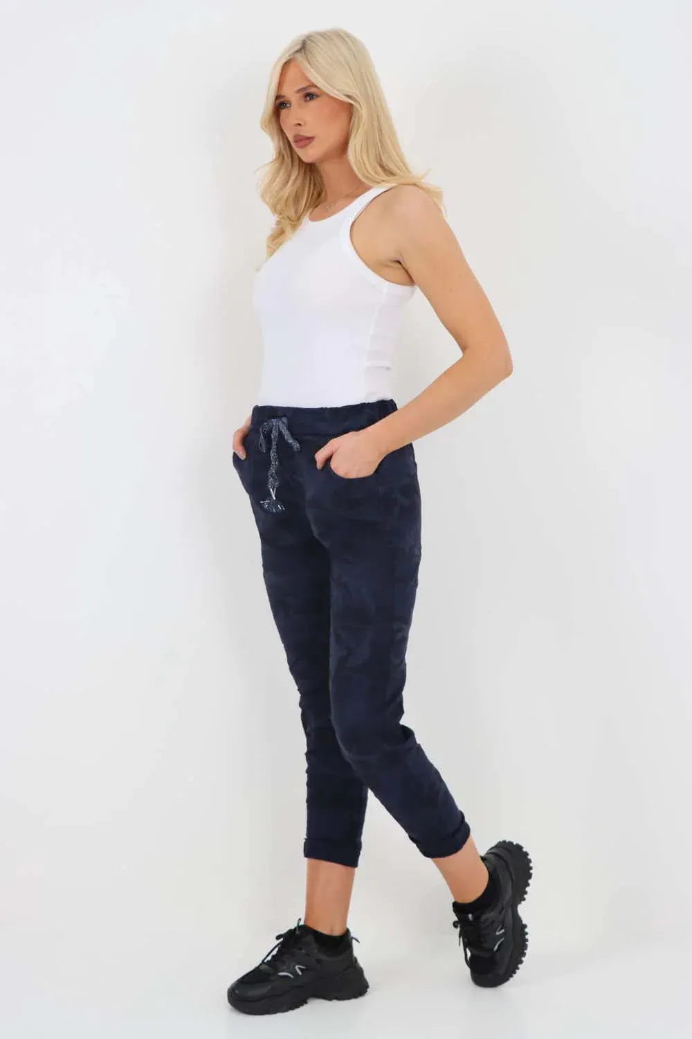 Italian Drawstring Camo Side Pockets Trousers