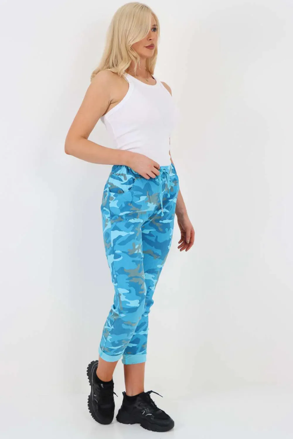 Italian Drawstring Camo Side Pockets Trousers