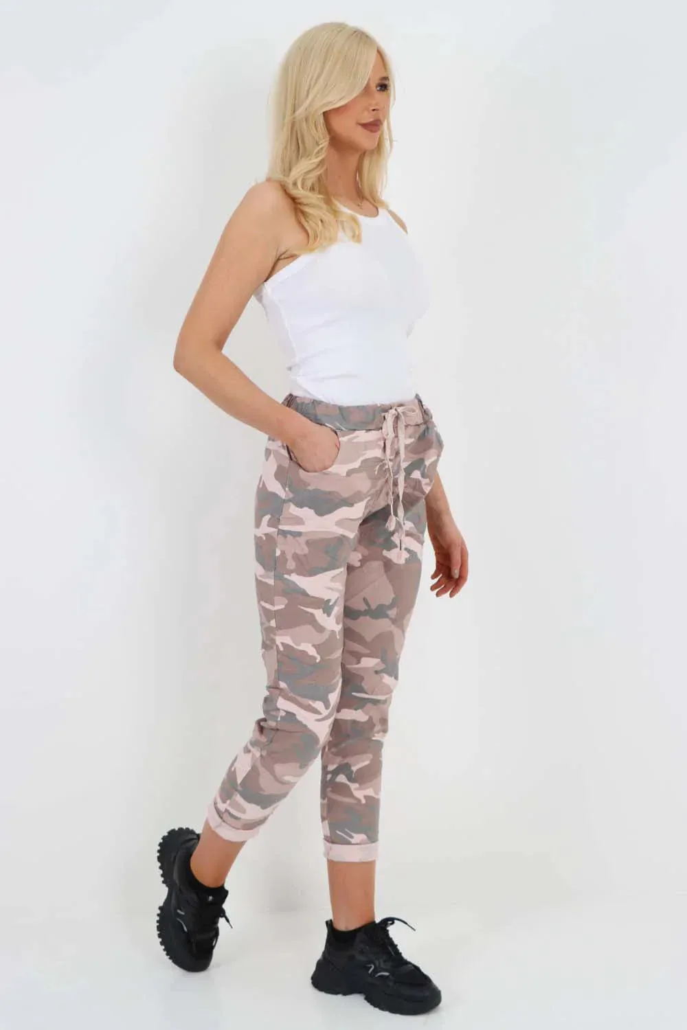 Italian Drawstring Camo Side Pockets Trousers