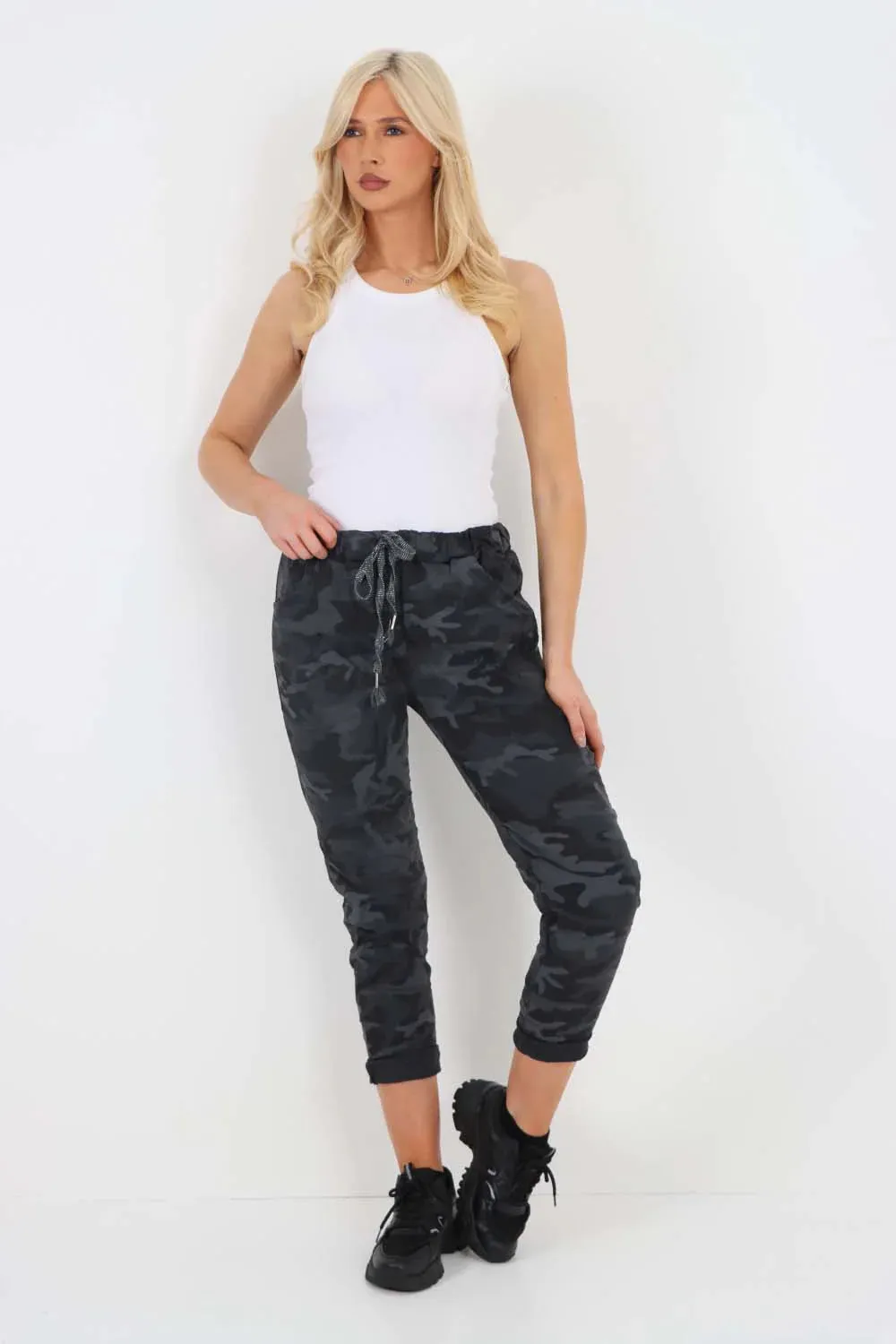 Italian Drawstring Camo Side Pockets Trousers