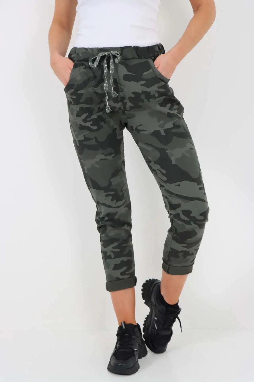 Italian Drawstring Camo Side Pockets Trousers