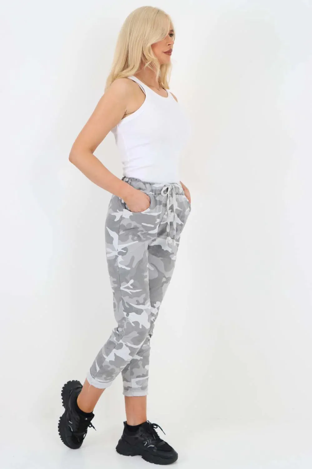 Italian Drawstring Camo Side Pockets Trousers
