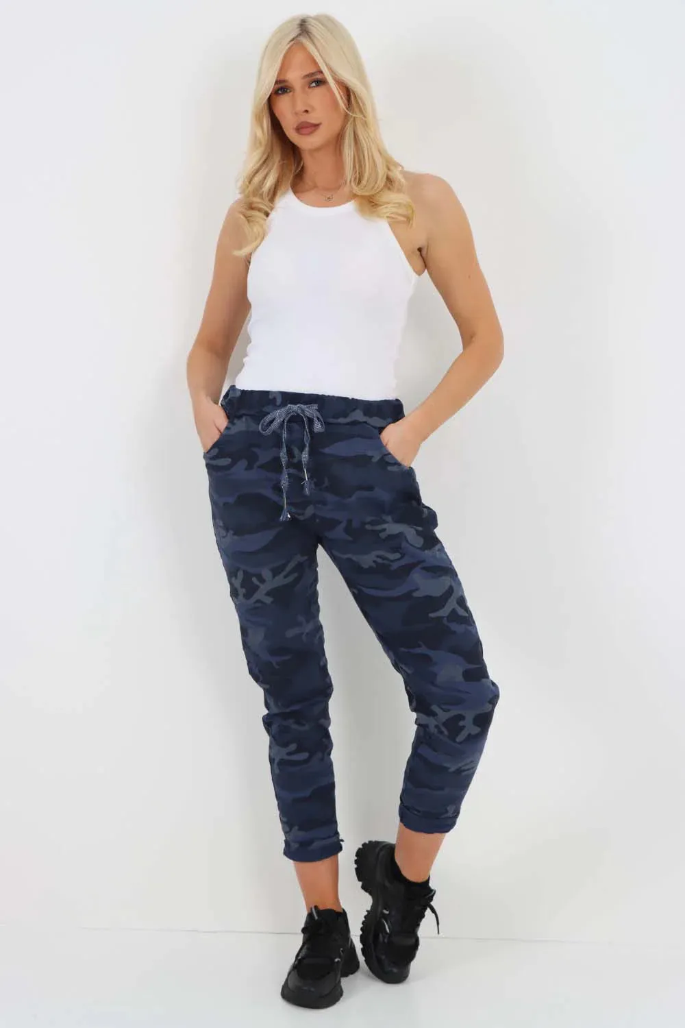 Italian Drawstring Camo Side Pockets Trousers