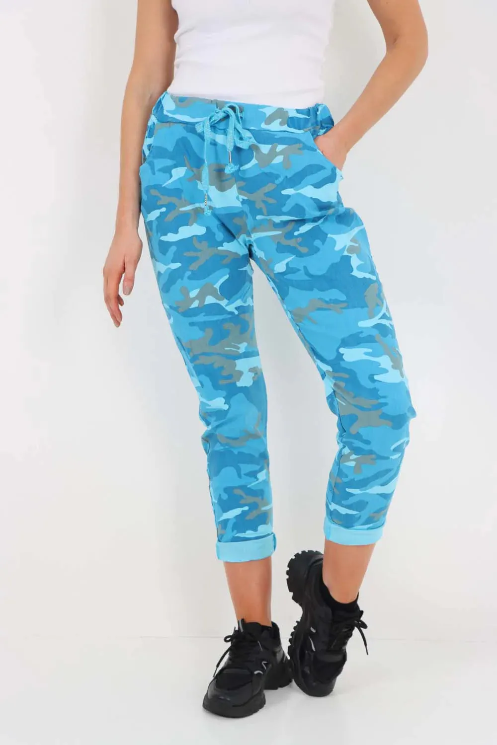 Italian Drawstring Camo Side Pockets Trousers