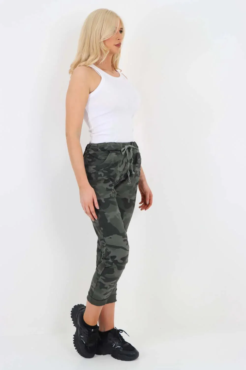 Italian Drawstring Camo Side Pockets Trousers