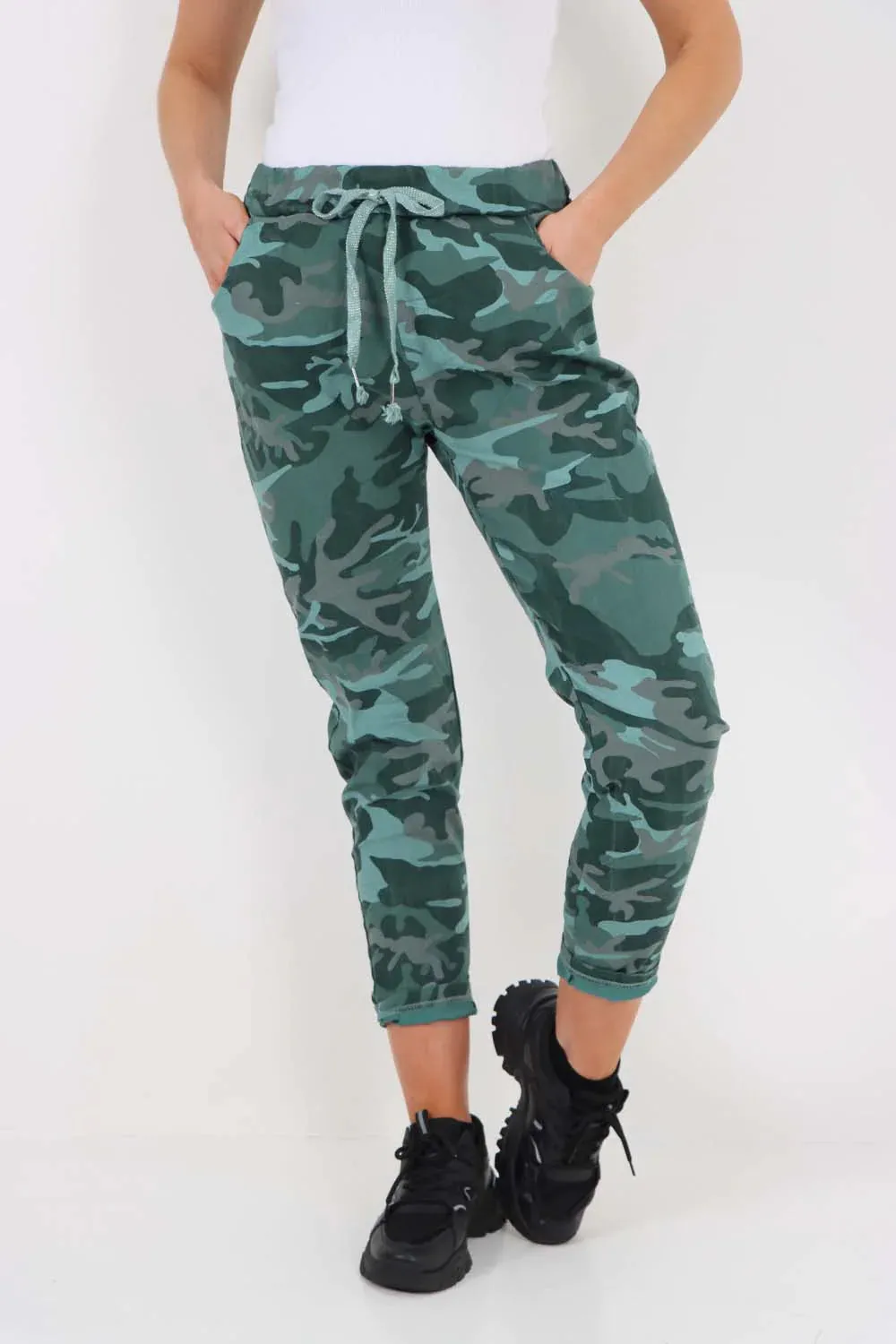 Italian Drawstring Camo Side Pockets Trousers