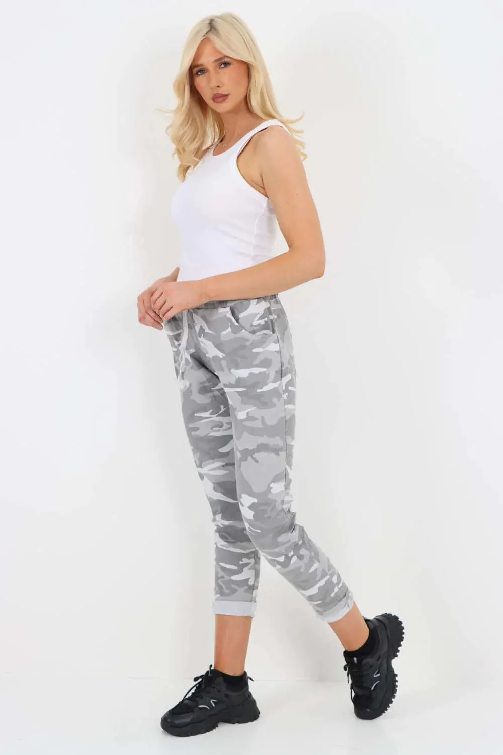 Italian Drawstring Camo Side Pockets Trousers
