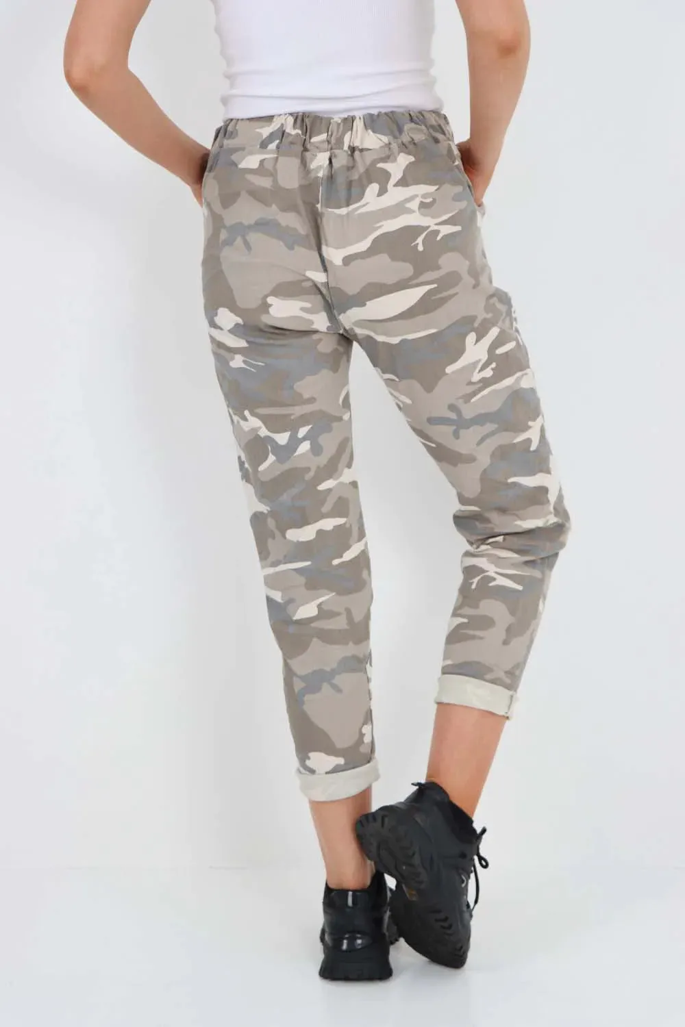 Italian Drawstring Camo Side Pockets Trousers