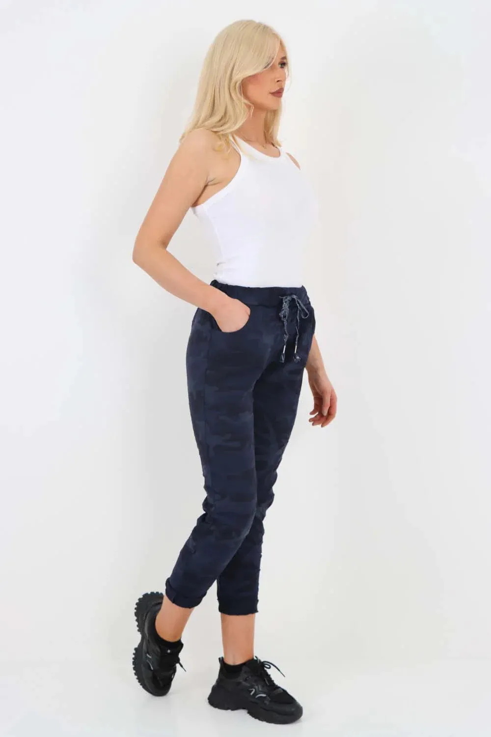 Italian Drawstring Camo Side Pockets Trousers
