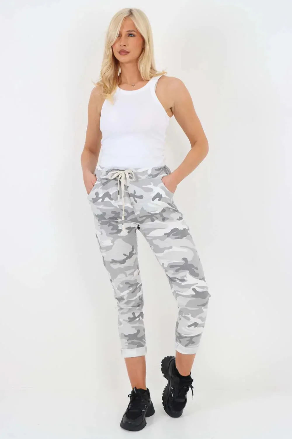 Italian Drawstring Camo Side Pockets Trousers