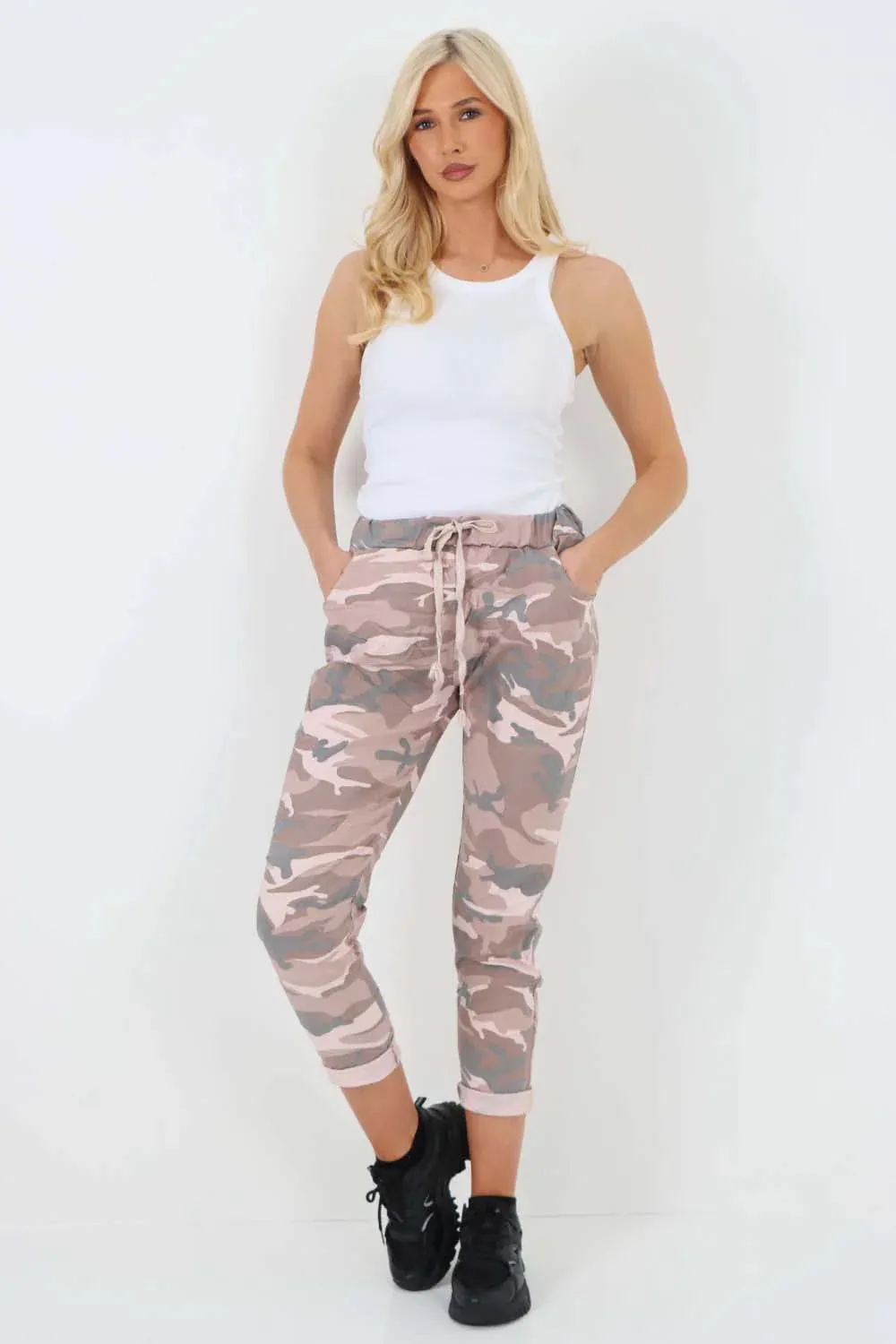 Italian Drawstring Camo Side Pockets Trousers