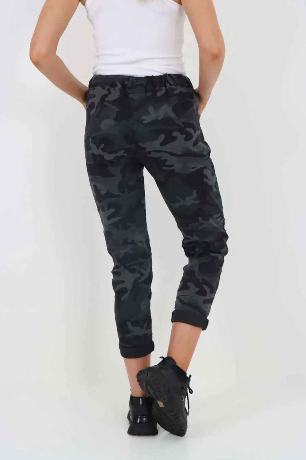 Italian Drawstring Camo Side Pockets Trousers