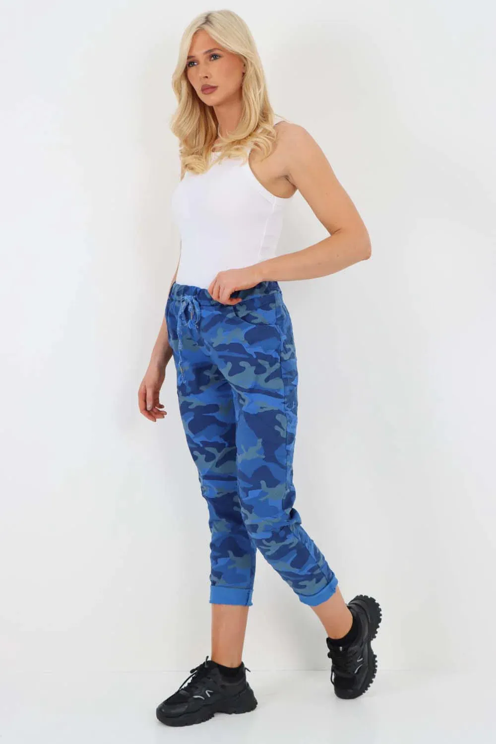 Italian Drawstring Camo Side Pockets Trousers