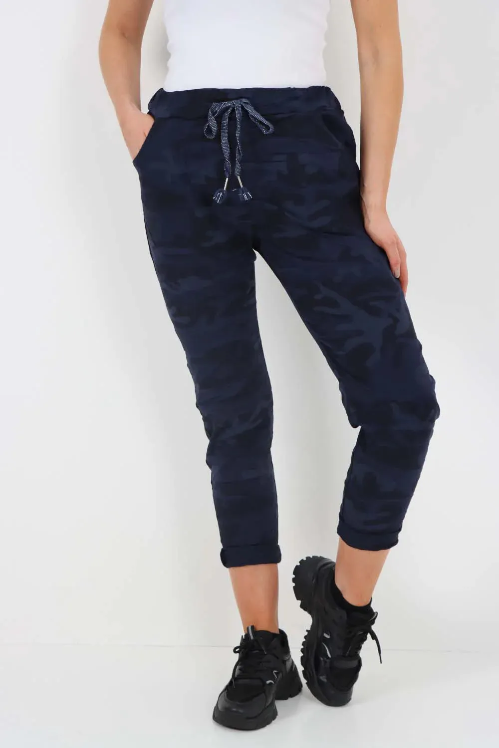 Italian Drawstring Camo Side Pockets Trousers