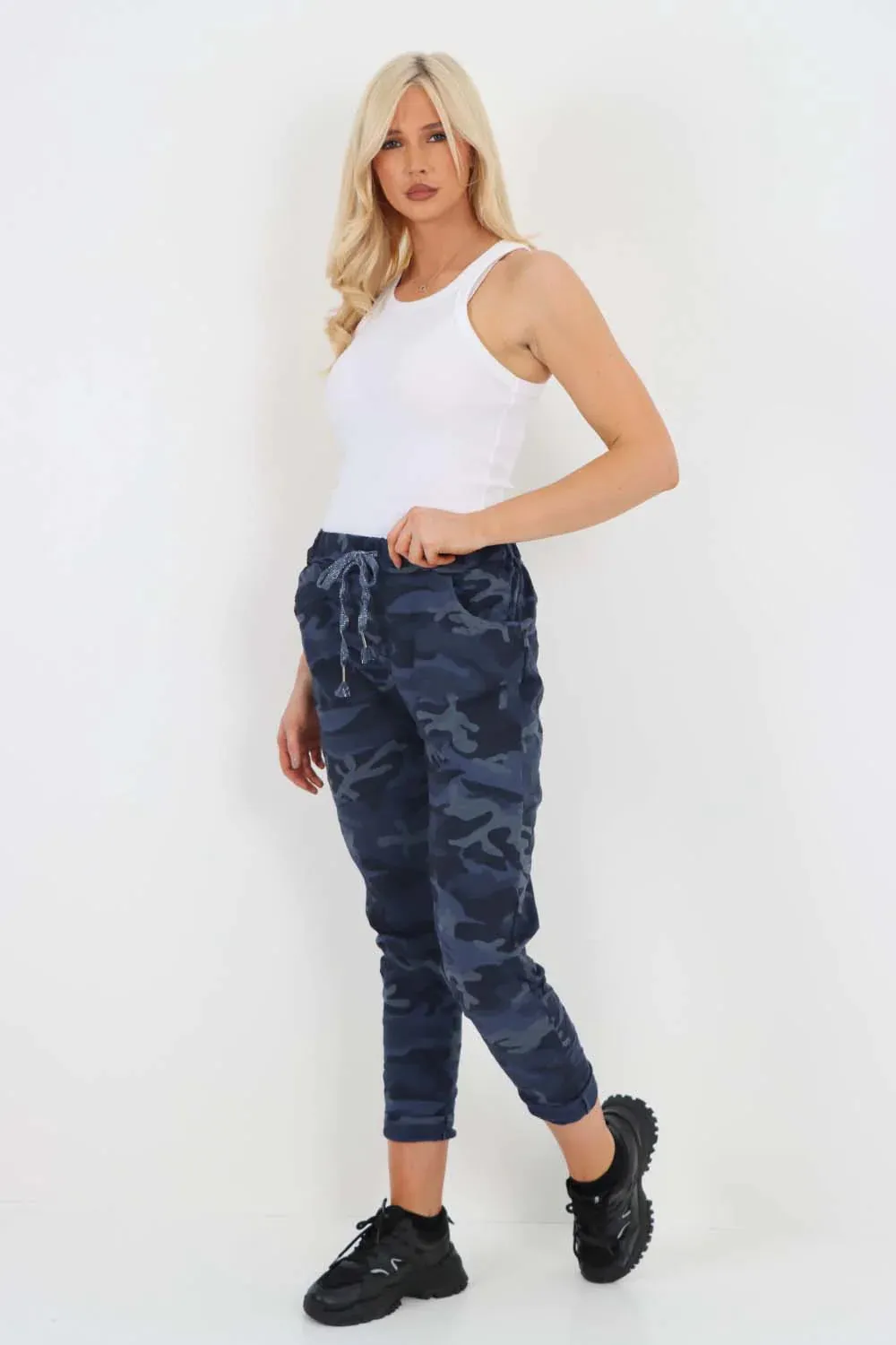 Italian Drawstring Camo Side Pockets Trousers