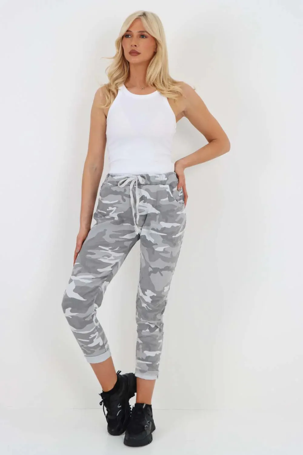 Italian Drawstring Camo Side Pockets Trousers