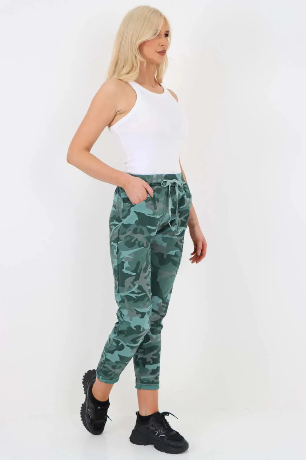 Italian Drawstring Camo Side Pockets Trousers