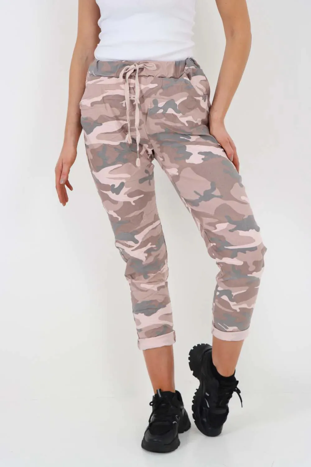 Italian Drawstring Camo Side Pockets Trousers