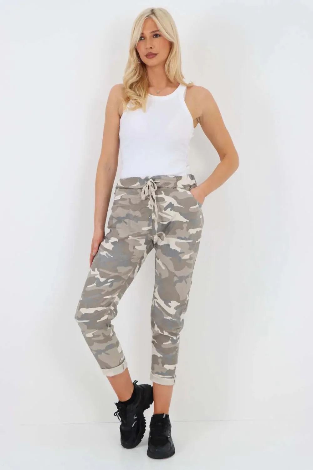 Italian Drawstring Camo Side Pockets Trousers