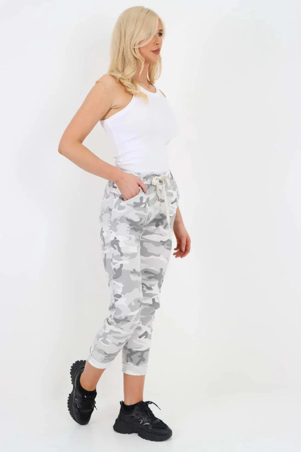 Italian Drawstring Camo Side Pockets Trousers