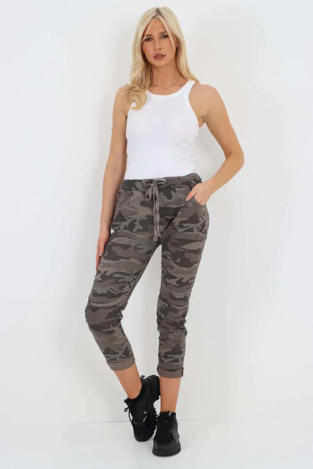 Italian Drawstring Camo Side Pockets Trousers