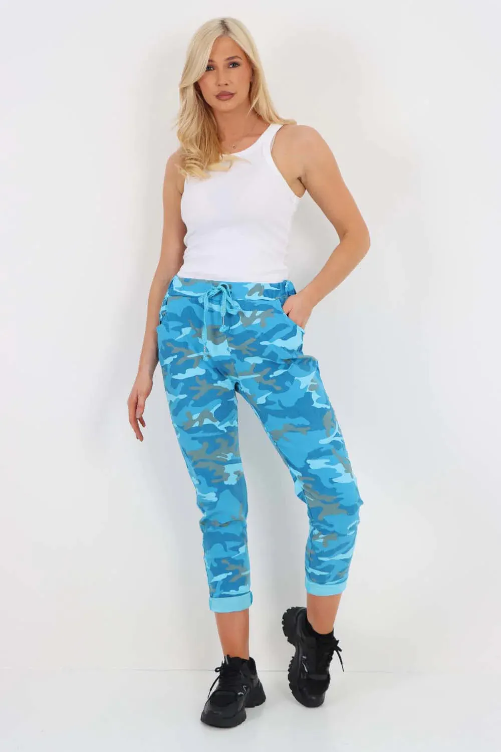 Italian Drawstring Camo Side Pockets Trousers