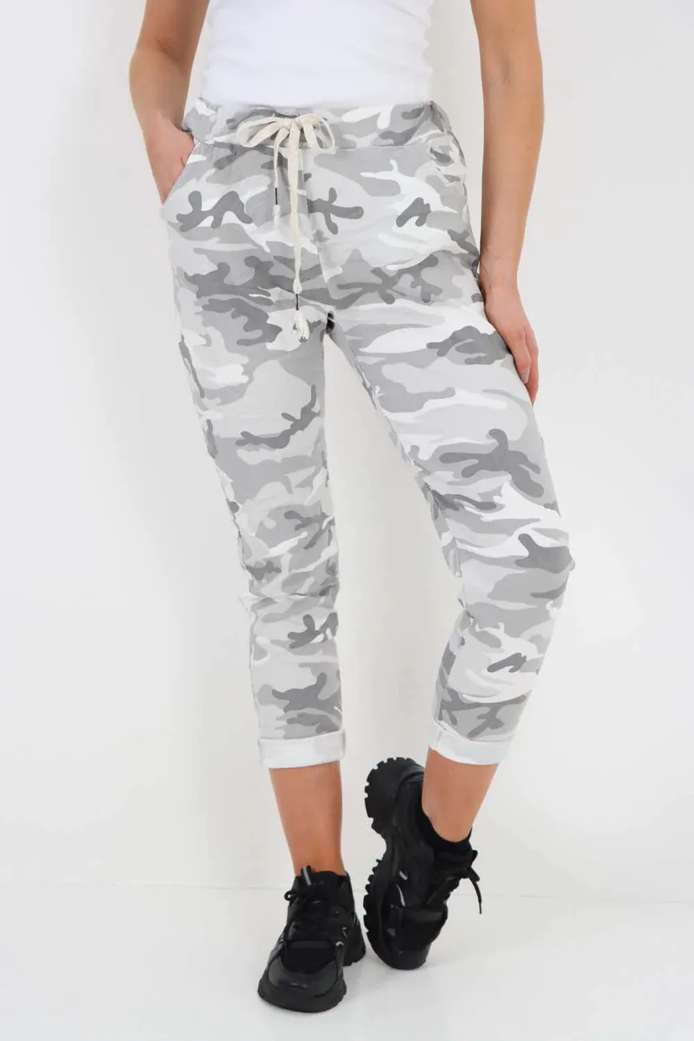Italian Drawstring Camo Side Pockets Trousers