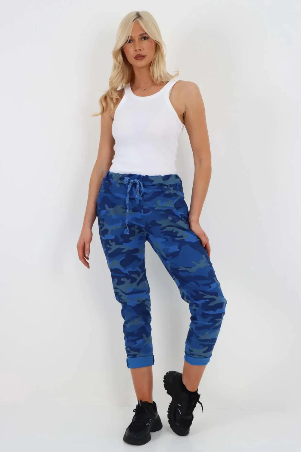 Italian Drawstring Camo Side Pockets Trousers