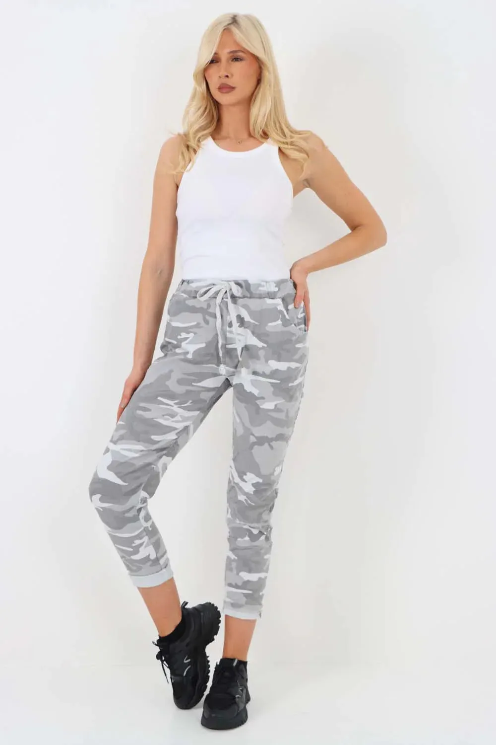 Italian Drawstring Camo Side Pockets Trousers