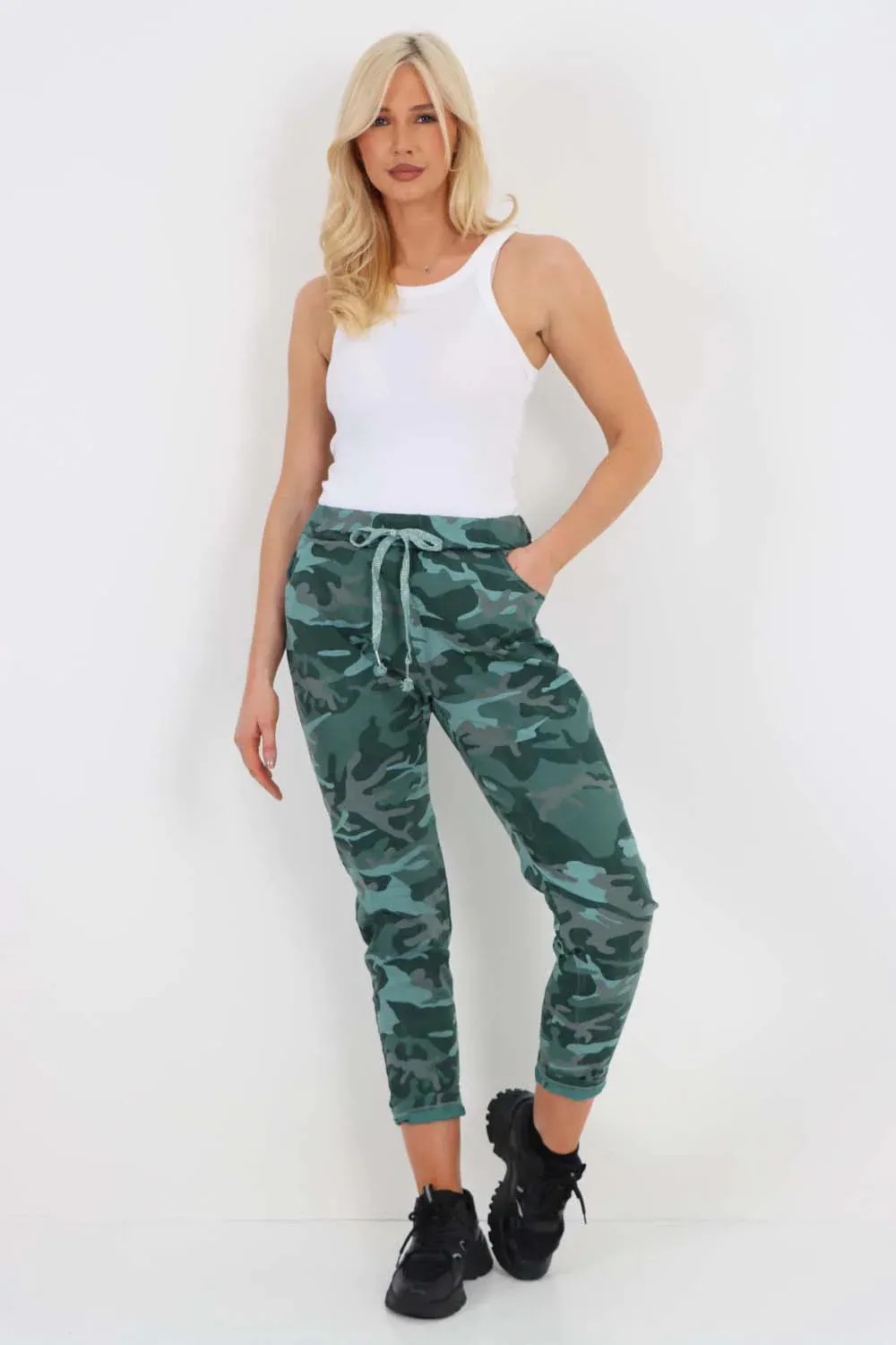 Italian Drawstring Camo Side Pockets Trousers
