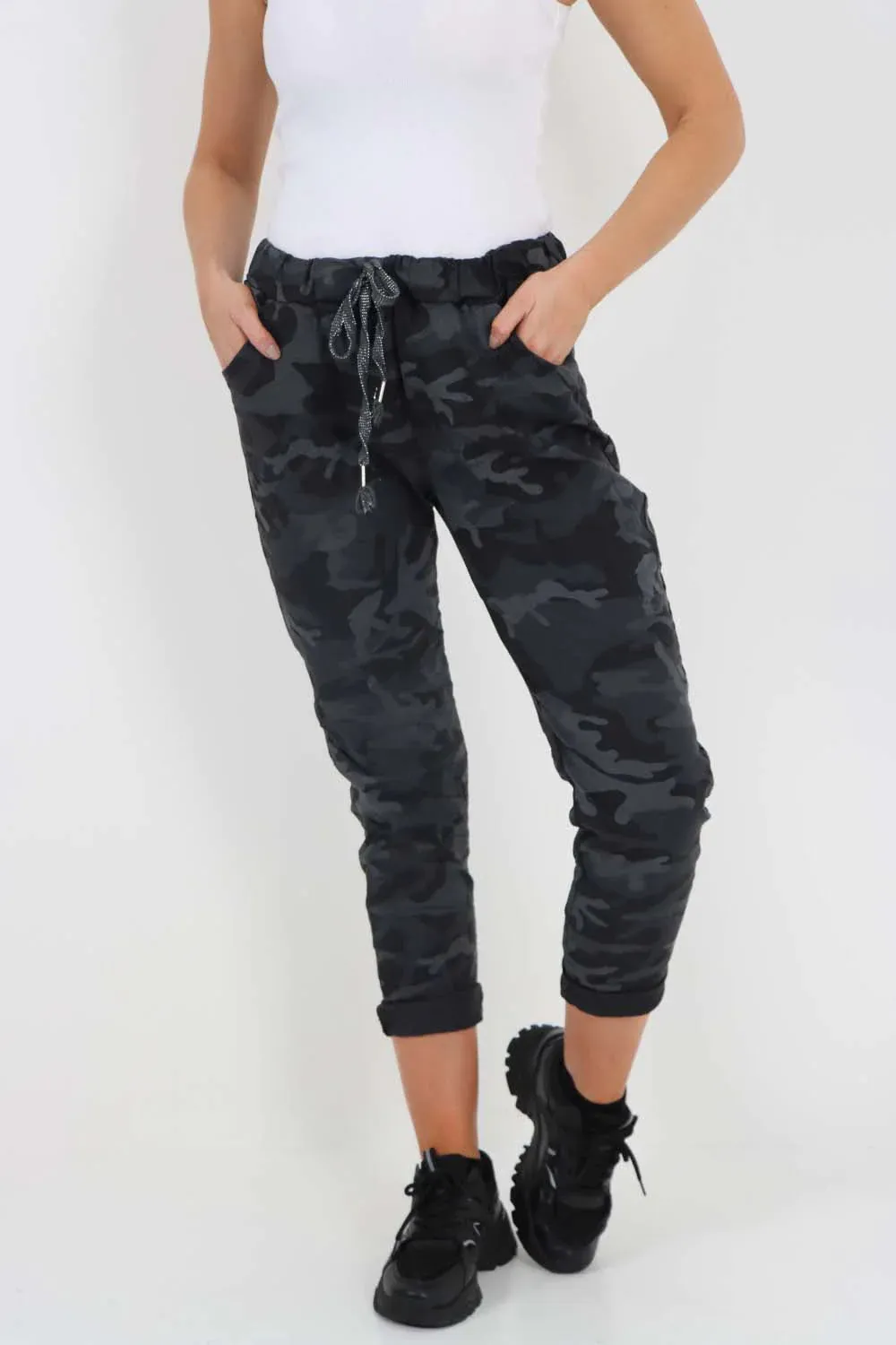 Italian Drawstring Camo Side Pockets Trousers