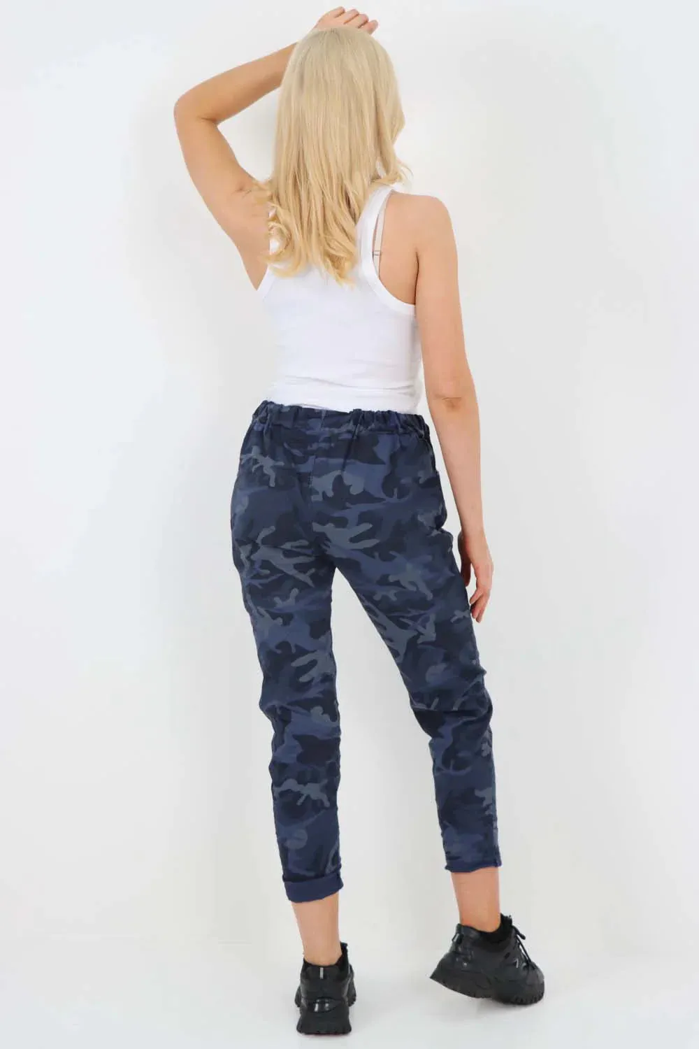Italian Drawstring Camo Side Pockets Trousers