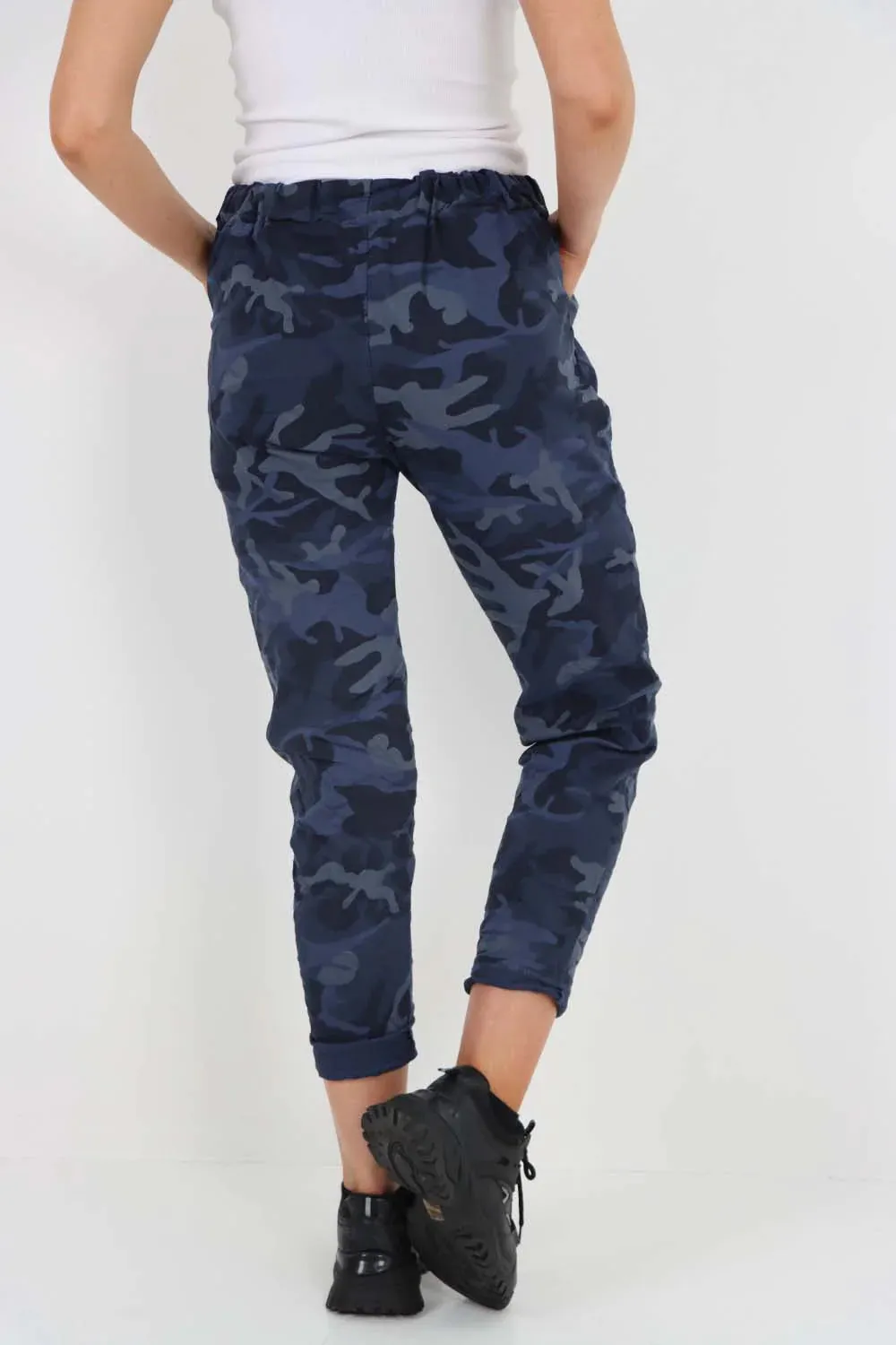 Italian Drawstring Camo Side Pockets Trousers