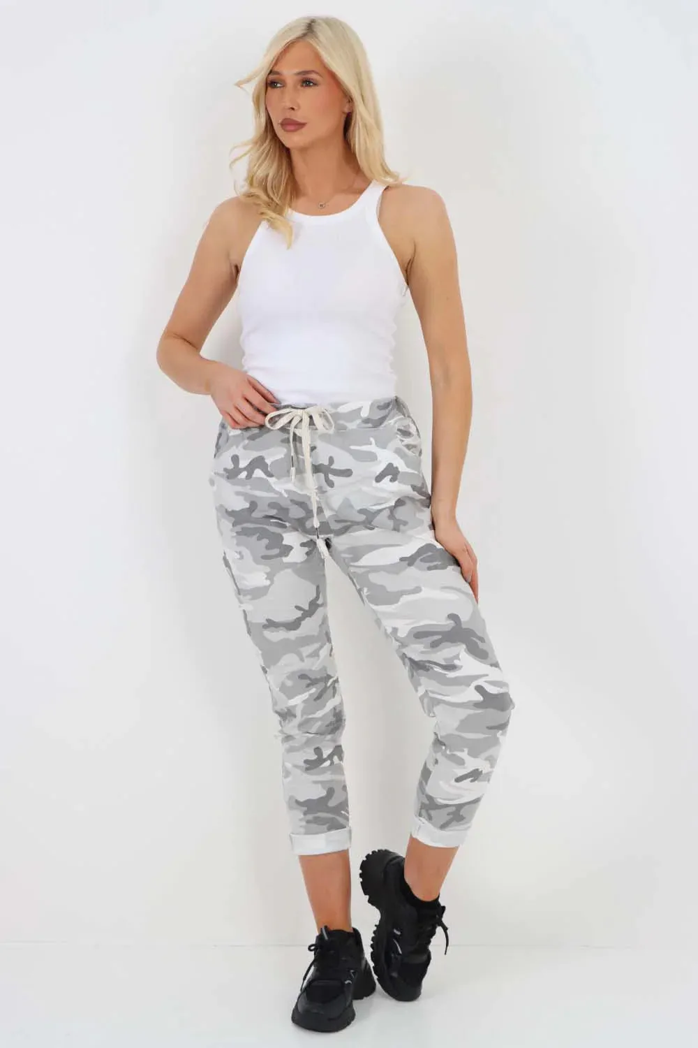 Italian Drawstring Camo Side Pockets Trousers