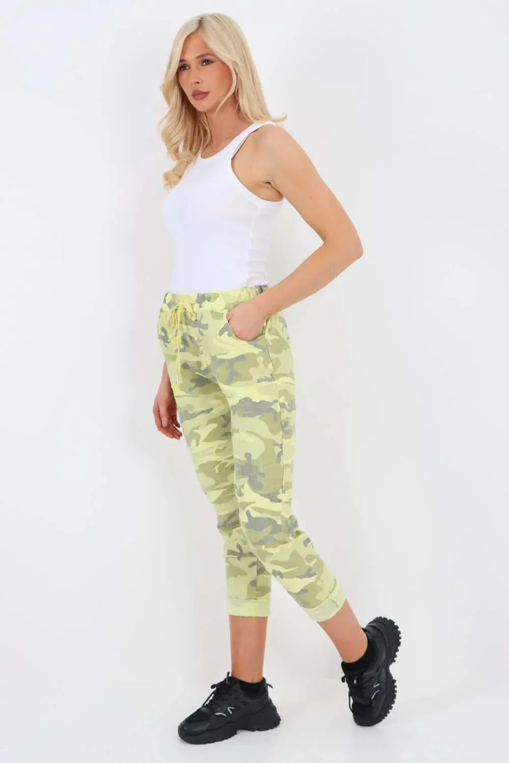 Italian Drawstring Camo Side Pockets Trousers