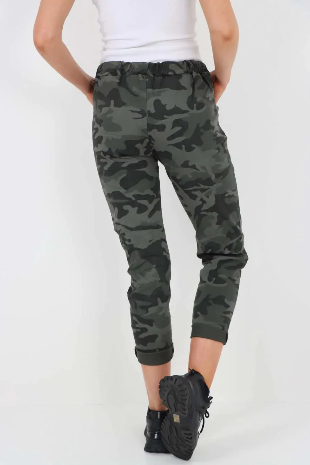 Italian Drawstring Camo Side Pockets Trousers
