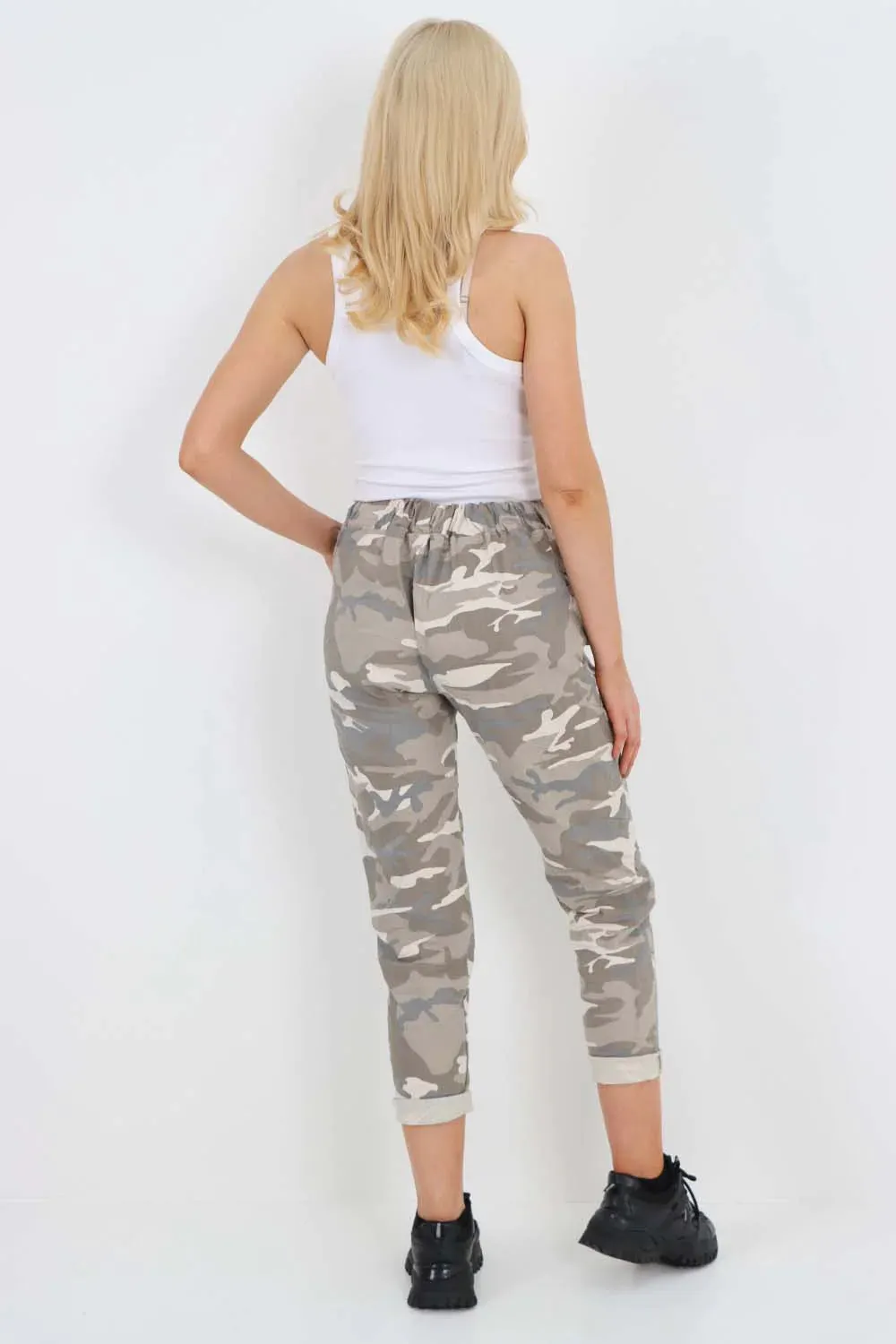 Italian Drawstring Camo Side Pockets Trousers