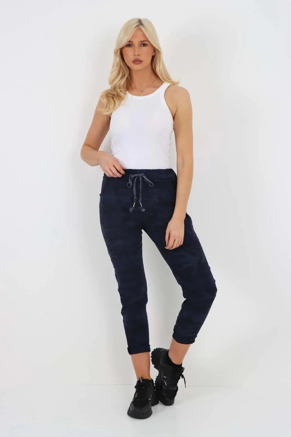 Italian Drawstring Camo Side Pockets Trousers