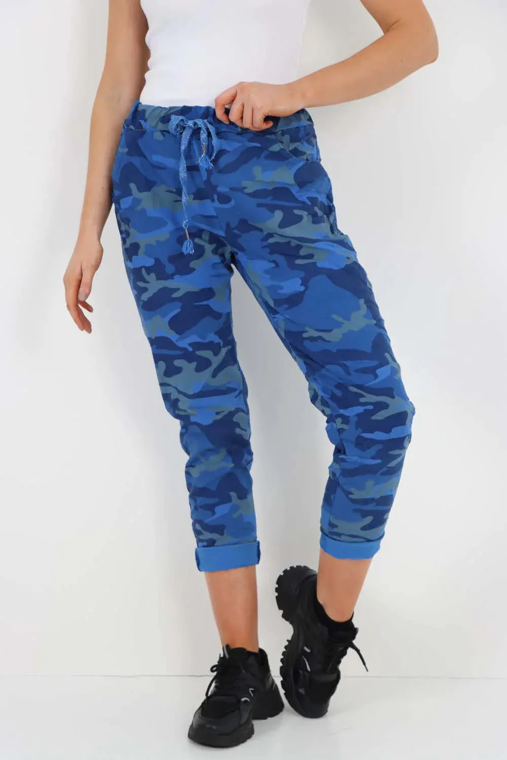 Italian Drawstring Camo Side Pockets Trousers