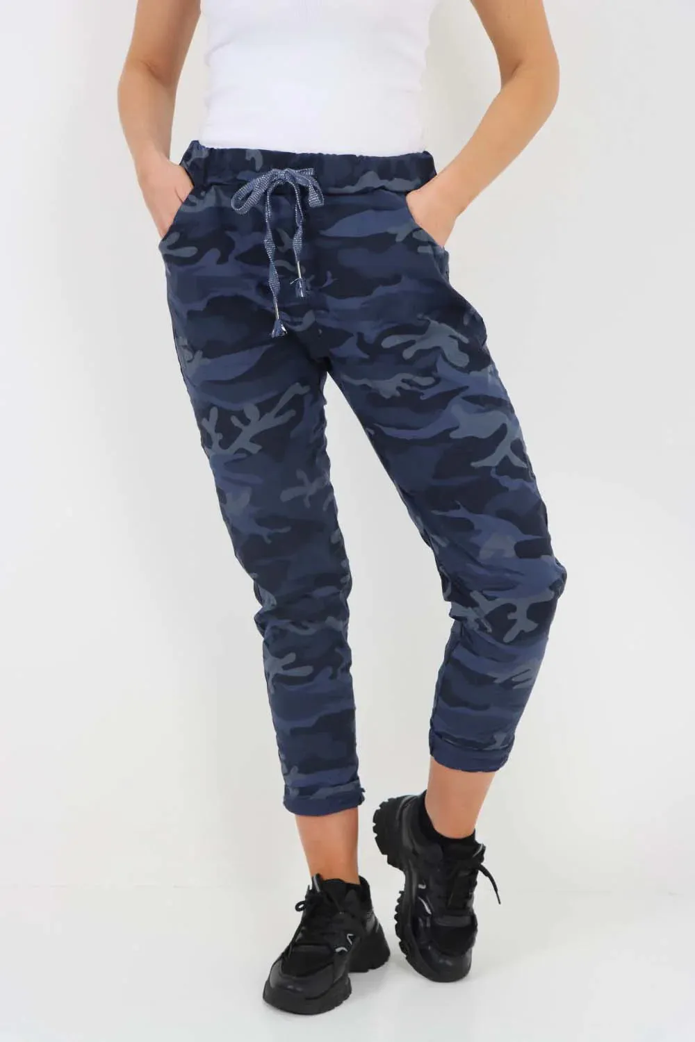 Italian Drawstring Camo Side Pockets Trousers