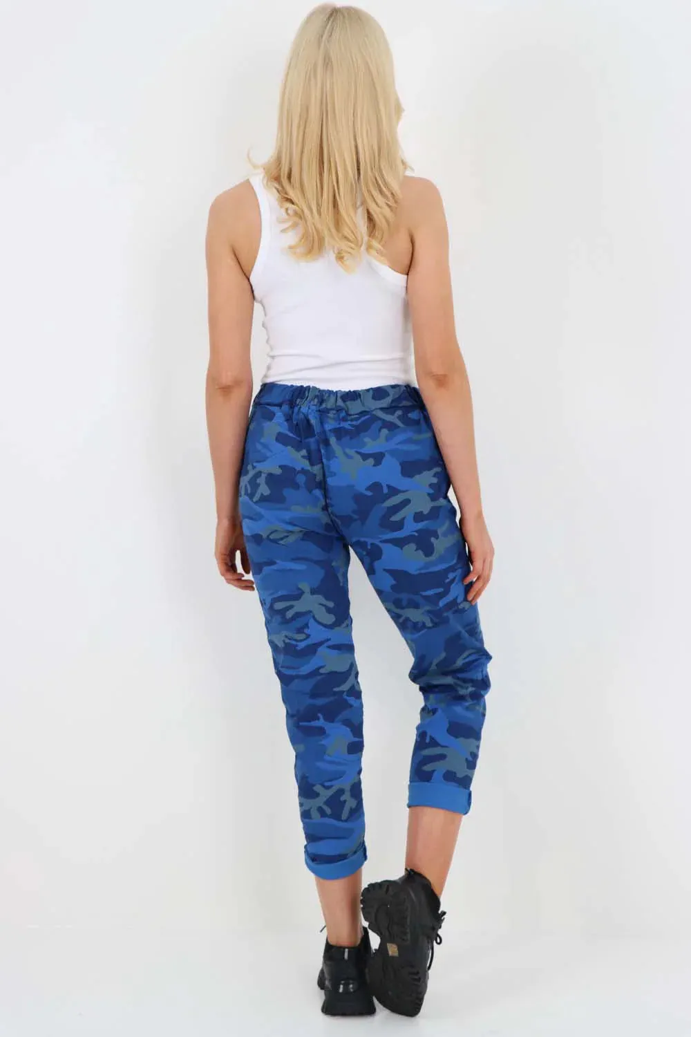 Italian Drawstring Camo Side Pockets Trousers