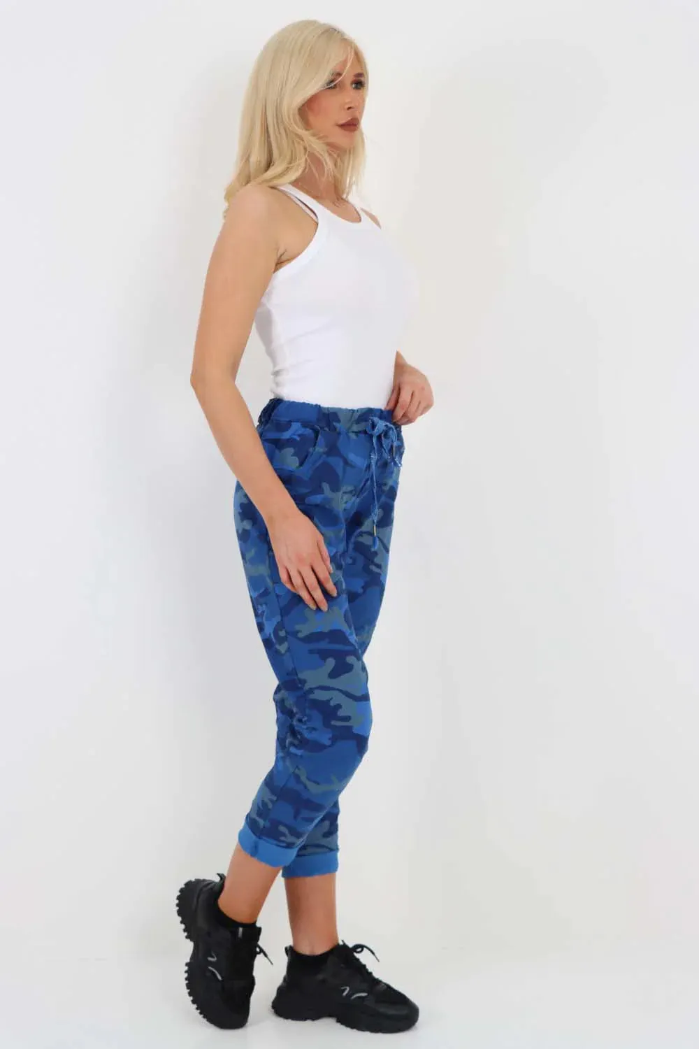 Italian Drawstring Camo Side Pockets Trousers