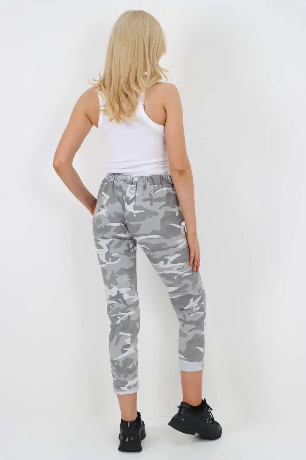 Italian Drawstring Camo Side Pockets Trousers