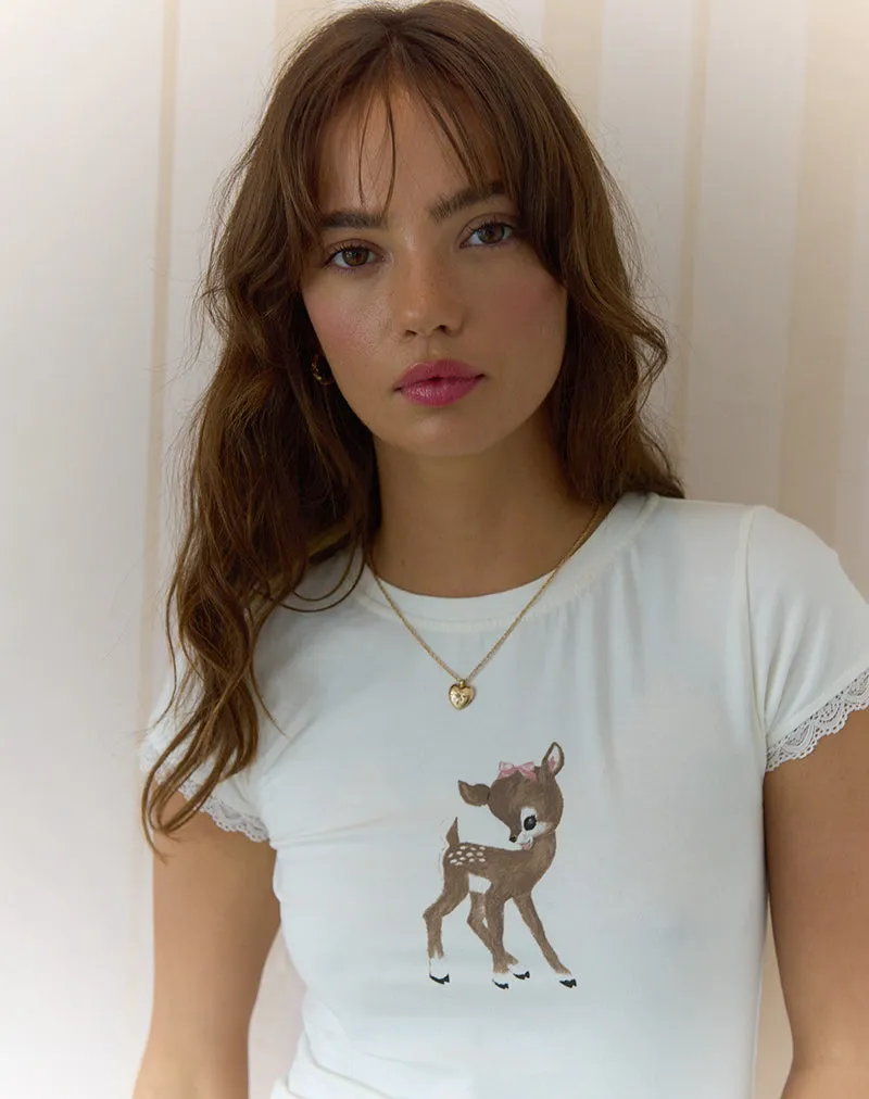 Izzy Top in Off White Deer Print